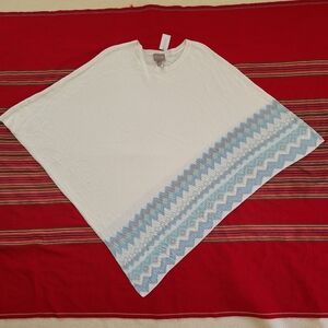 NWT Chico's Poncho Shall Women's Size XL Off White Blue Boho Western